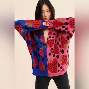 Farm Rio Strawberry Hearts Cardigan